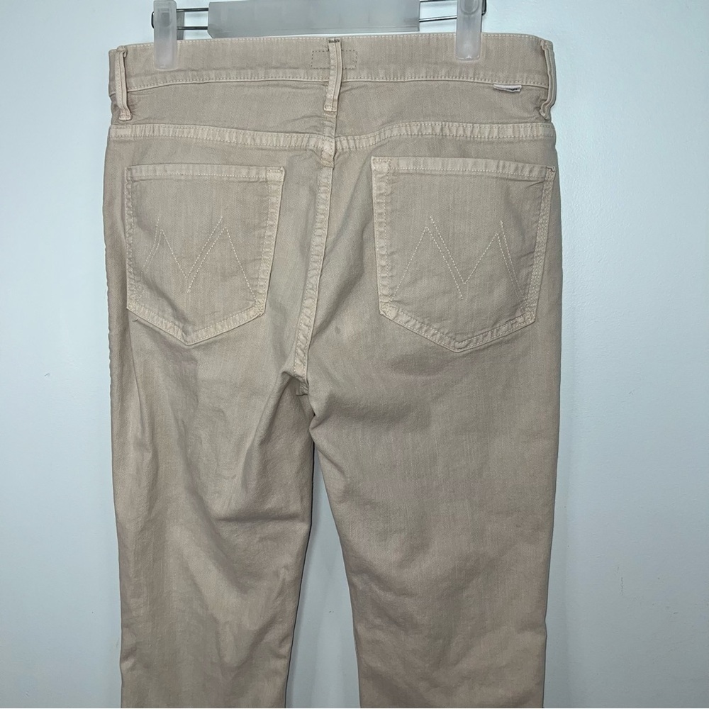 MOTHER The Insider Ankle Fray Jeans Size 31 Chalk It Up Raw Hem Jeans Denim Tan - Picture 7 of 12